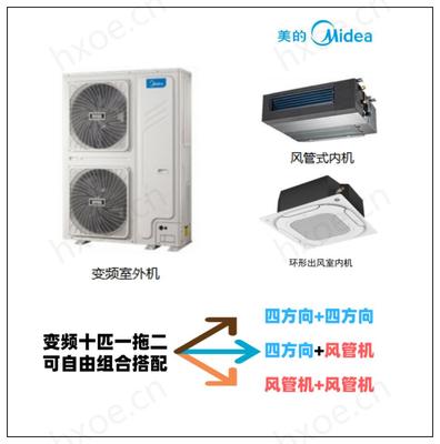 美的10匹一拖二室外机MDV-250W/SN1-8R1，自由可拖嵌入机或者风管机*2